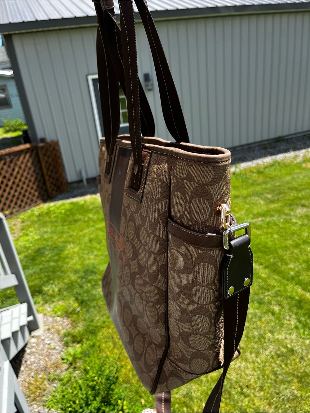 Coach Heritage Stripe Signature Tote Bag - Picture 9 of 15